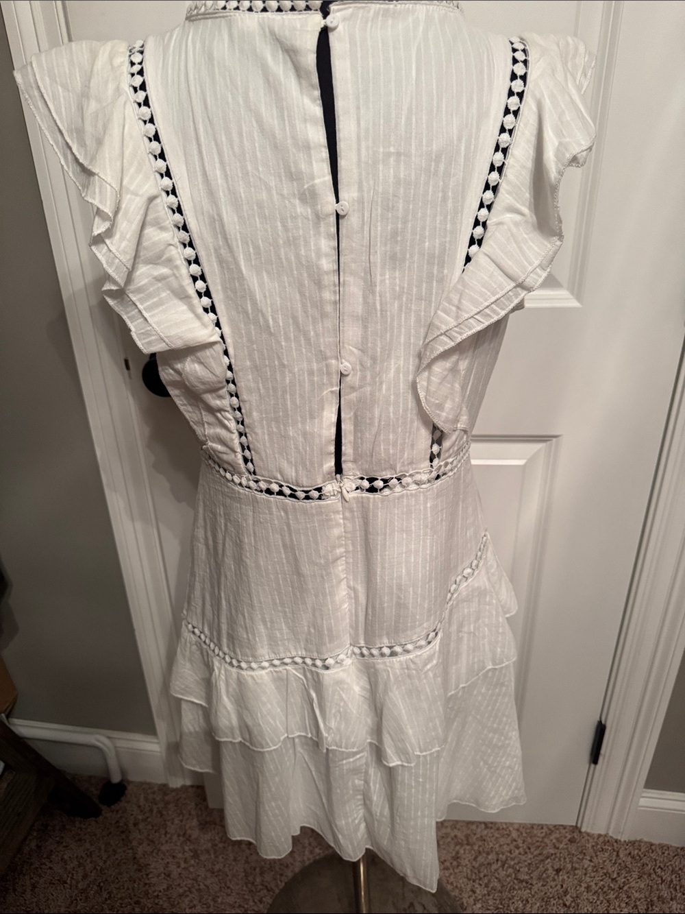 White Ruffled Embroidered Summer Dress - Picture 7 of 12
